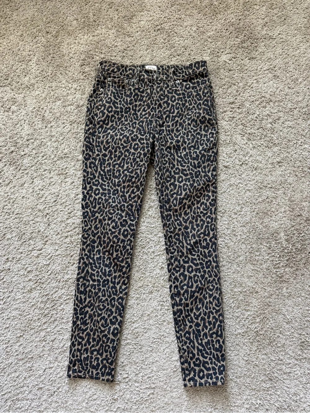 J. Crew Leopard Print Skinny Jeans - Brown/Black